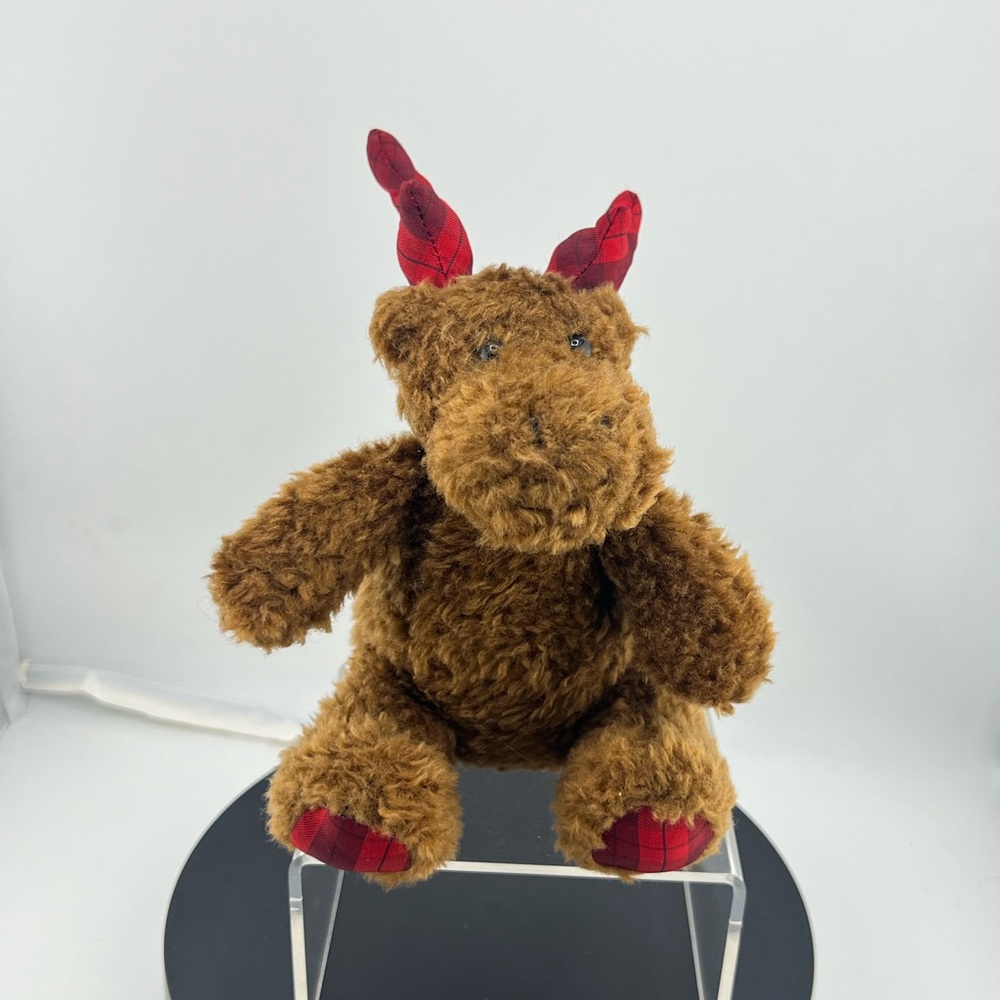 Bath And Body Works Brown Reindeer Moose Plush Stuffed Animal Red Plaid Antlers